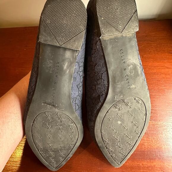 Kelly & Katie Lovelian Navy Blue Lace Loafer Pointed Tie Shoe Crystals 7.5 - Picture 5 of 13